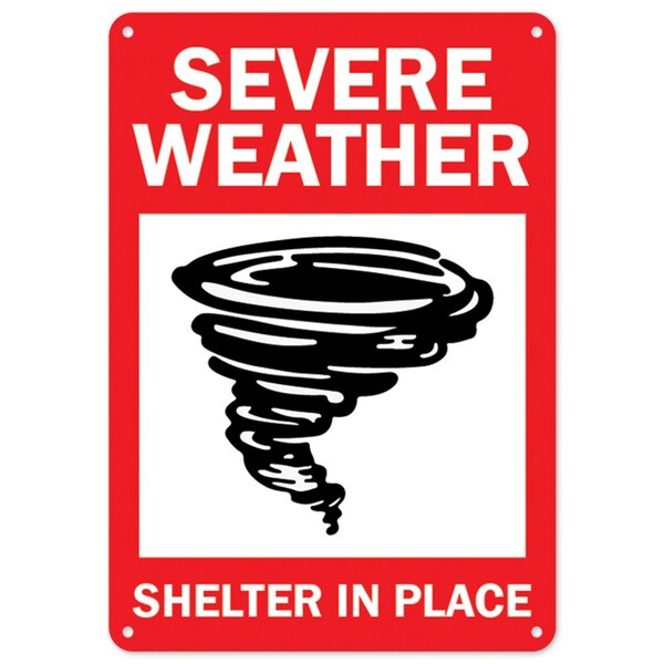 Signmission Public Safety, 7" Height, Rigid Plastic, 10" X 7", Severe Weather Shelter In Place OS-NS-P-710-25540 - main